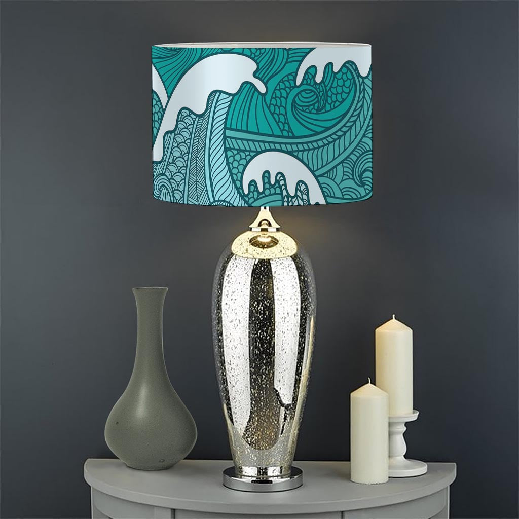 Surfing Wave Pattern Print Drum Lamp Shade