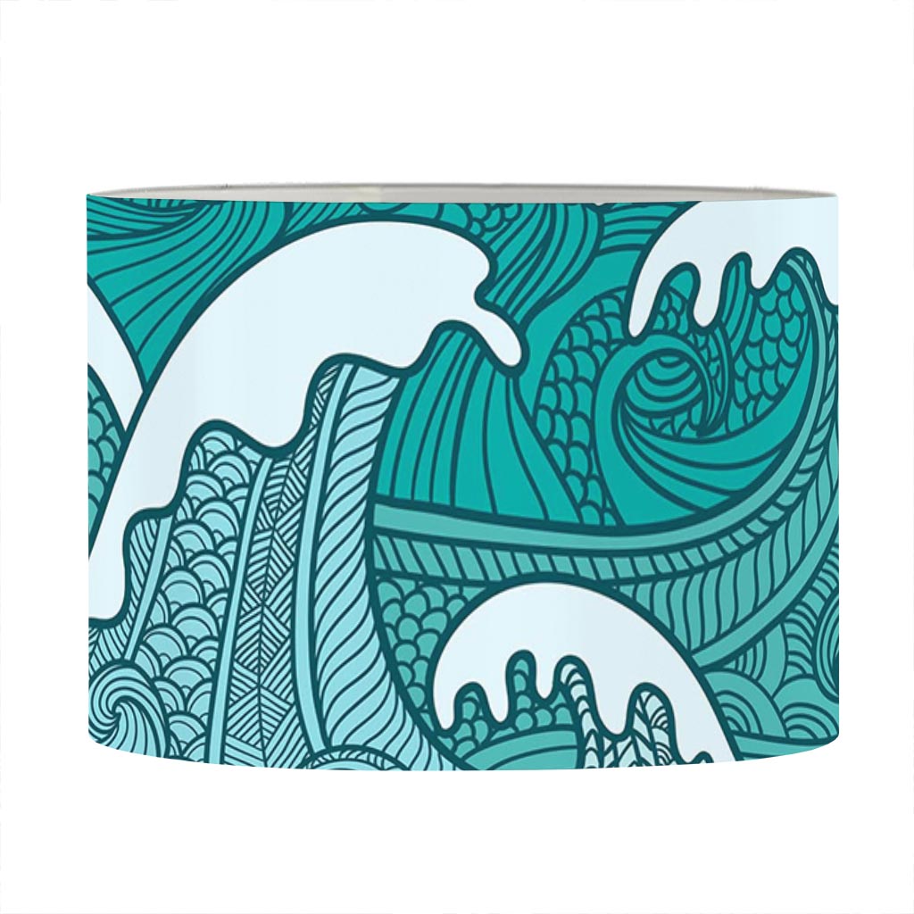 Surfing Wave Pattern Print Drum Lamp Shade