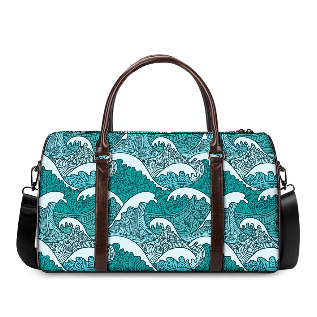 Surfing Wave Pattern Print Duffle Bag