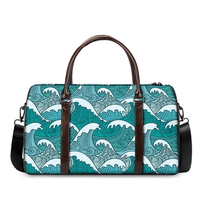Surfing Wave Pattern Print Duffle Bag