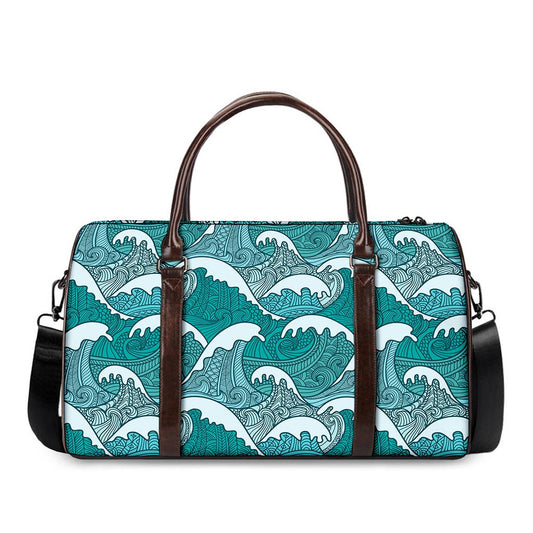 Surfing Wave Pattern Print Duffle Bag