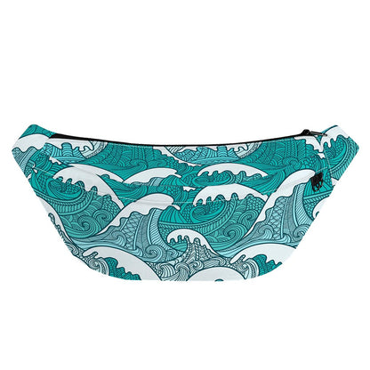 Surfing Wave Pattern Print Fanny Pack