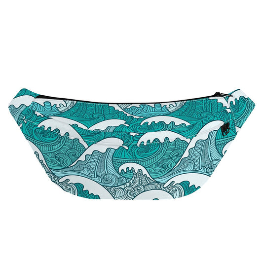 Surfing Wave Pattern Print Fanny Pack