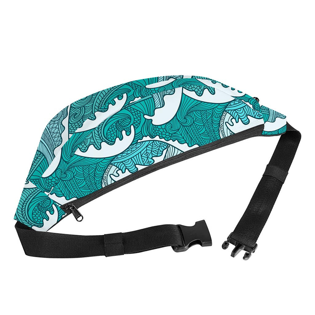 Surfing Wave Pattern Print Fanny Pack