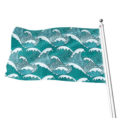 Surfing Wave Pattern Print Flag
