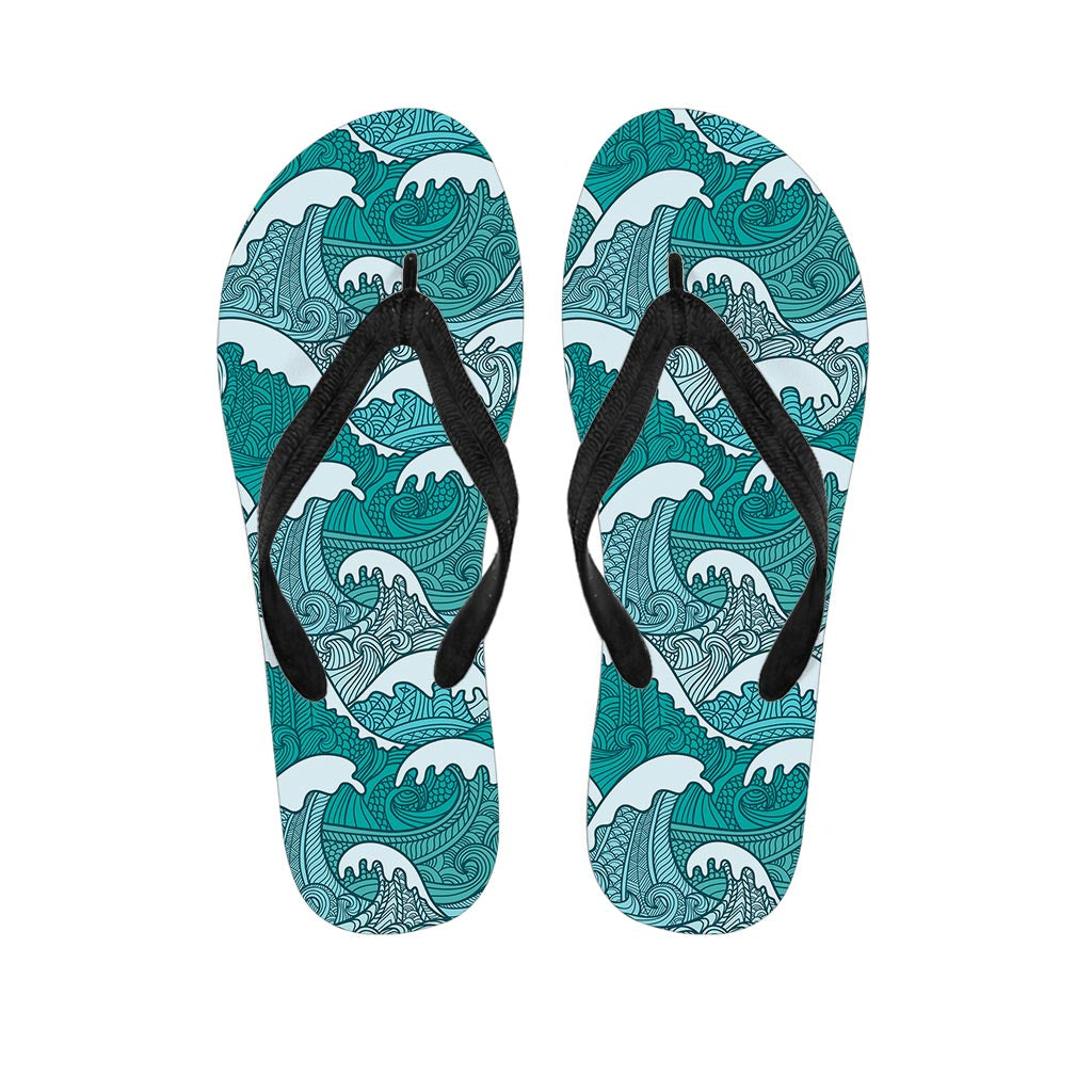 Surfing Wave Pattern Print Flip Flops