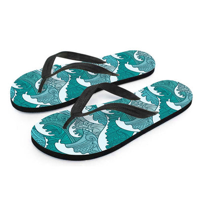 Surfing Wave Pattern Print Flip Flops