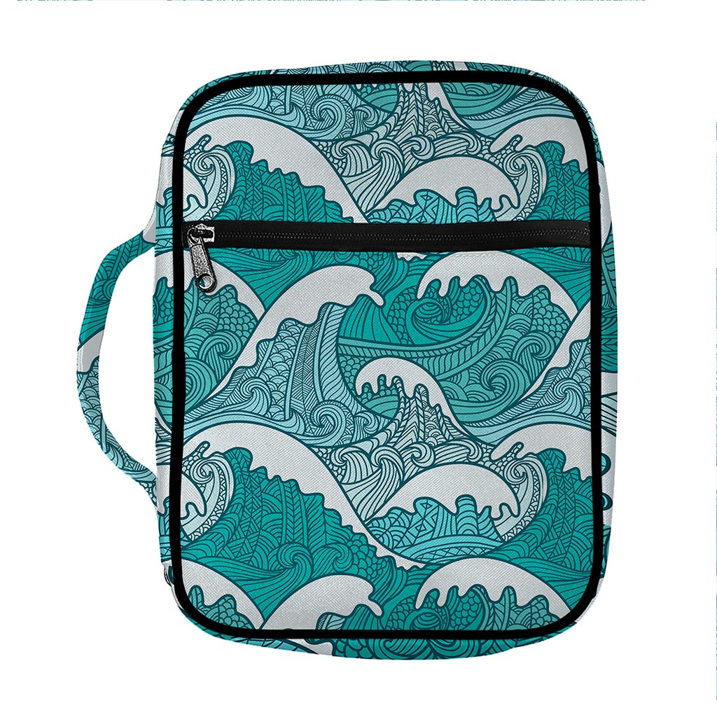 Surfing Wave Pattern Print Front Pocket Bible Bag