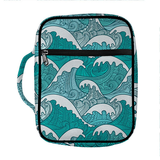 Surfing Wave Pattern Print Front Pocket Bible Bag