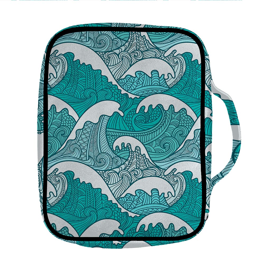 Surfing Wave Pattern Print Front Pocket Bible Bag