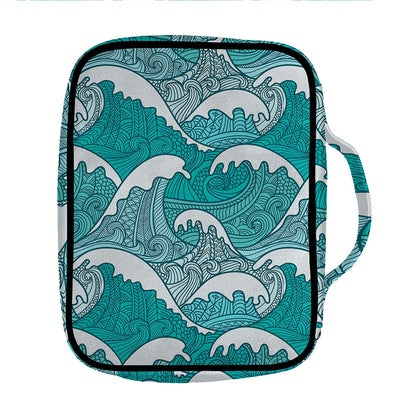 Surfing Wave Pattern Print Front Pocket Bible Bag