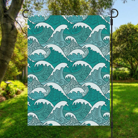 Surfing Wave Pattern Print Garden Flag