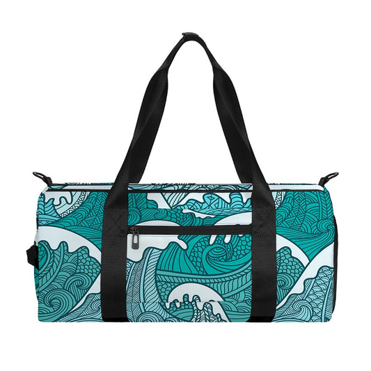 Surfing Wave Pattern Print Gym Bag