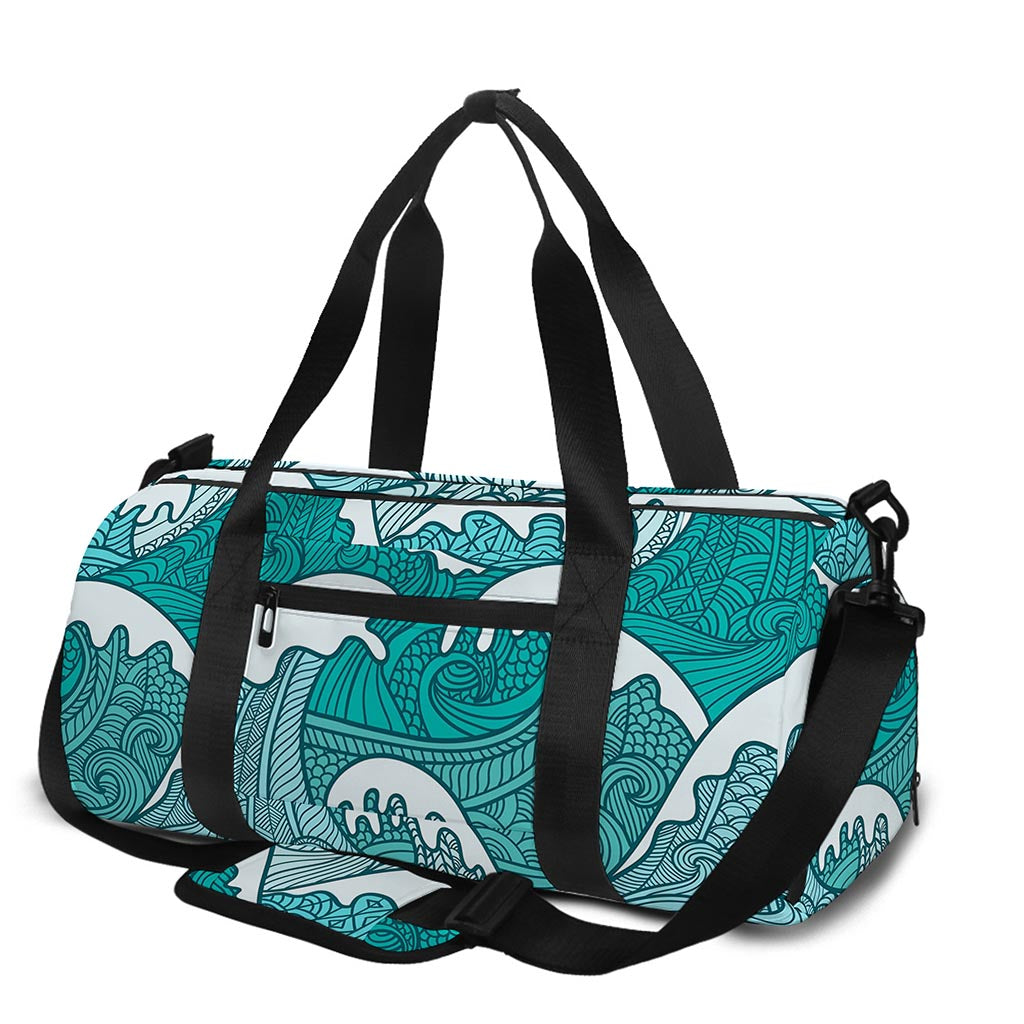 Surfing Wave Pattern Print Gym Bag