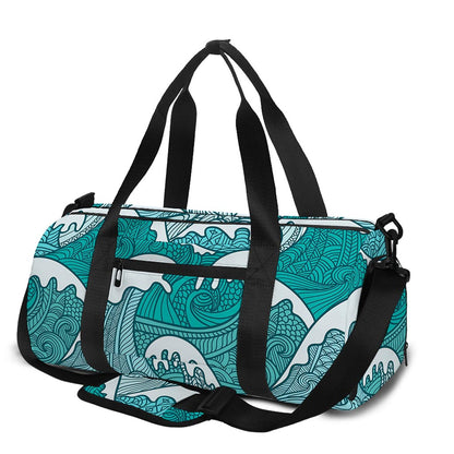 Surfing Wave Pattern Print Gym Bag