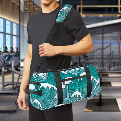 Surfing Wave Pattern Print Gym Bag