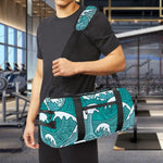 Surfing Wave Pattern Print Gym Bag