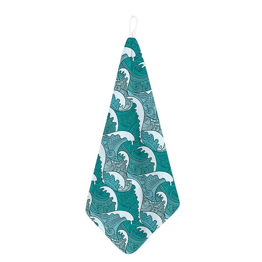 Surfing Wave Pattern Print Hand Towel