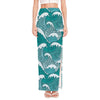 Surfing Wave Pattern Print High Slit Maxi Skirt