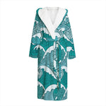 Surfing Wave Pattern Print Hooded Bathrobe