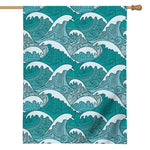 Surfing Wave Pattern Print House Flag