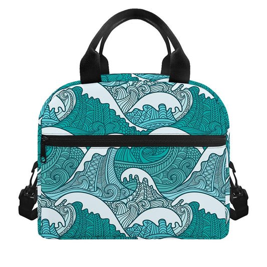 Surfing Wave Pattern Print Insulated Lunch Bag
