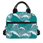 Surfing Wave Pattern Print Insulated Lunch Bag