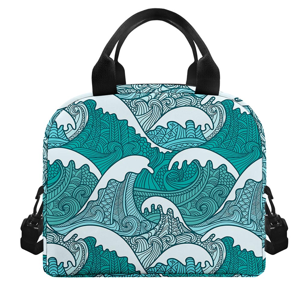 Surfing Wave Pattern Print Insulated Lunch Bag