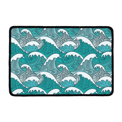 Surfing Wave Pattern Print Kitchen Mat