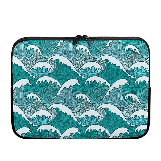 Surfing Wave Pattern Print Laptop Sleeve