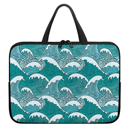 Surfing Wave Pattern Print Laptop Sleeve With Handle
