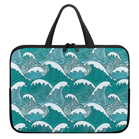 Surfing Wave Pattern Print Laptop Sleeve With Handle