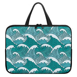 Surfing Wave Pattern Print Laptop Sleeve With Handle