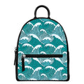 Surfing Wave Pattern Print Leather Backpack