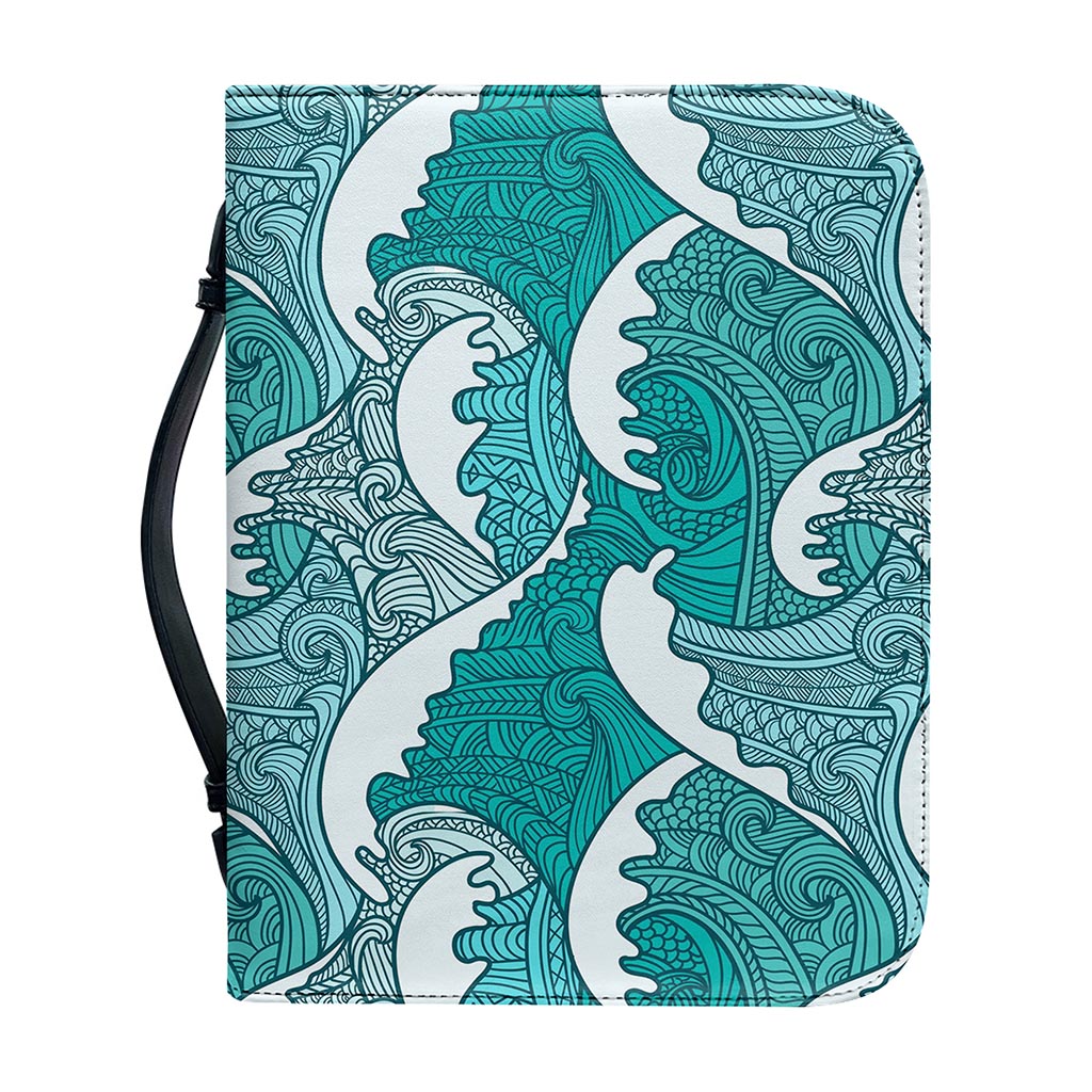 Surfing Wave Pattern Print Leather Bible Cover