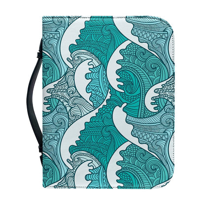 Surfing Wave Pattern Print Leather Bible Cover