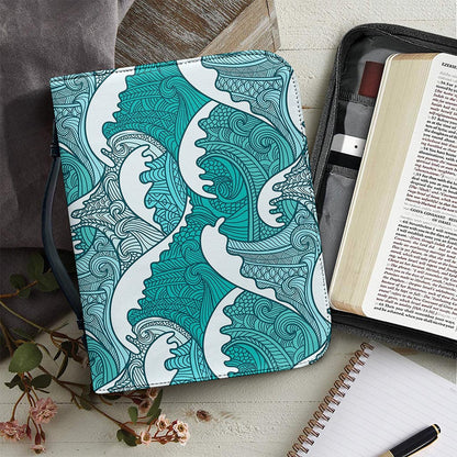 Surfing Wave Pattern Print Leather Bible Cover