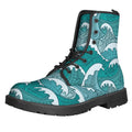 Surfing Wave Pattern Print Lace-Up Boots