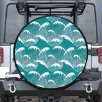 Surfing Wave Pattern Print Leather Spare Tire Cover