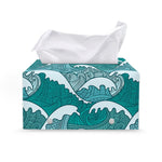 Surfing Wave Pattern Print Leather Tissue Box Cover