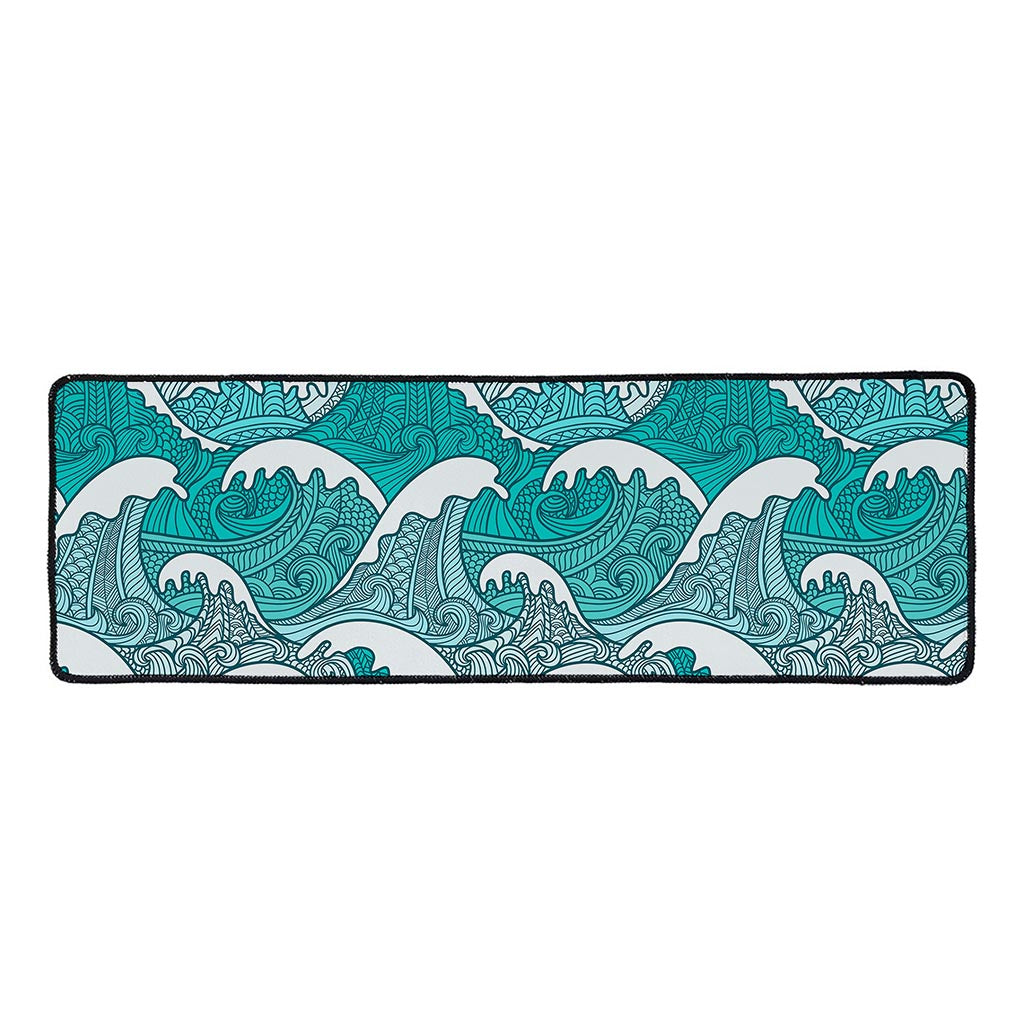 Surfing Wave Pattern Print Long Kitchen Mat