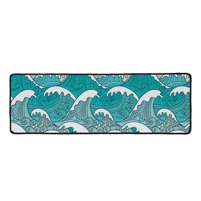 Surfing Wave Pattern Print Long Kitchen Mat
