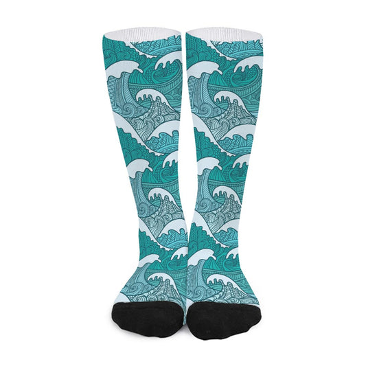 Surfing Wave Pattern Print Long Socks