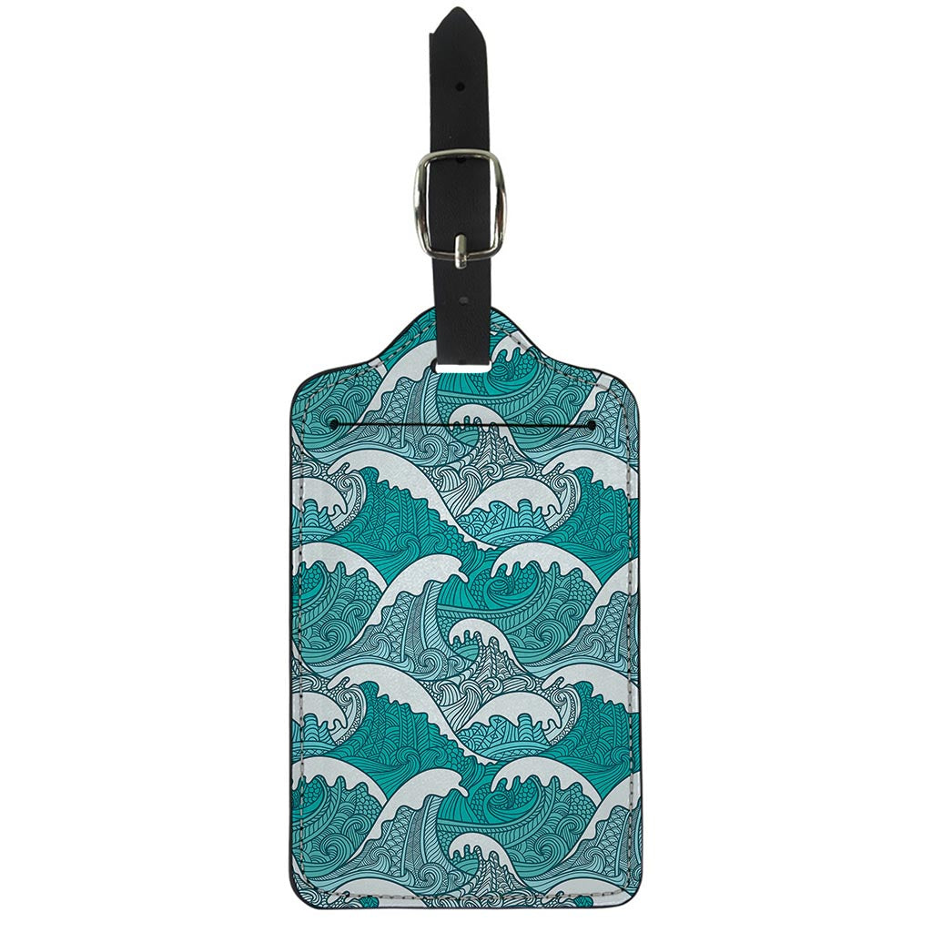 Surfing Wave Pattern Print Luggage Tag