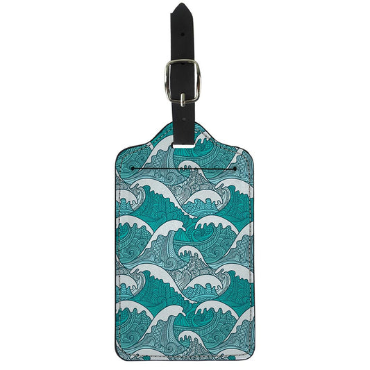 Surfing Wave Pattern Print Luggage Tag