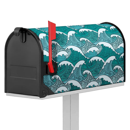 Surfing Wave Pattern Print Mailbox Cover