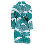 Surfing Wave Pattern Print Men's Bathrobe