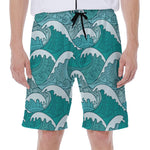 Surfing Wave Pattern Print Men's Beach Shorts