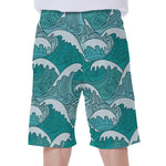 Surfing Wave Pattern Print Men's Beach Shorts