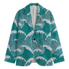 Surfing Wave Pattern Print Men's Blazer